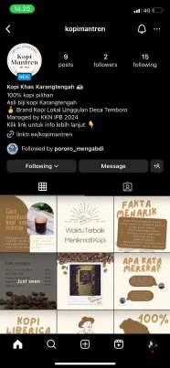 Akun media sosial Instagram Kopi Mantren